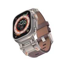 E2m Apple Watch 42-44-45-46-49mm Krd-32 Deri Kordon Kahverengi