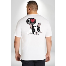 Angemiel Seni Seviyorum Bulldog Büyük Beden Beyaz Tişört Kadın Erkek Ünisex Sırt Baskılı Beyaz