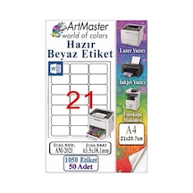 A4 Hazır Beyaz Etiket 63.5x38.1mm 50 Sayfa 1 Paket 21 Li Kendinden Yapışkanlı Fotokopi Lazer İnkjet Kağıdı Yazıcılarla