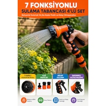 4 Lü Set - 7 Fonksiyonlu Bahçe Sulama Tabancası Hortum Başlığı Araç Yıkama Aparatı 4 Parça