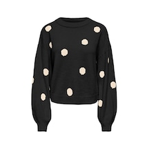 Only Onlrıca Ls Detaıl O-neck Siyah - Beyaz Kadın Kazak 15375856