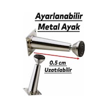 2 Adet Mobilya Sehpa Puf Zigon Metal Ayağı Ayarlanabilir Krom Ayak 8 Cm Bej Diğer