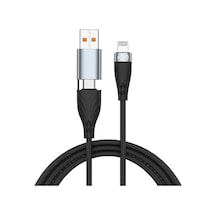 Rogfer Adc-008 2'si 1 Arada Pd 30w Usb/type-c - 8 Pin Hızlı Şarj Veri Kablosu, Uzunluk: 1m