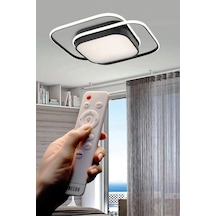 İkili Kare Led Plafonyer Avize Üç Renkli Siyah Renkli Kumandalı Çok Renkli
