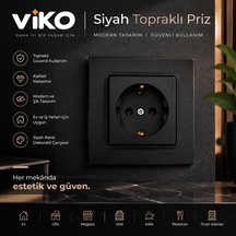Viko Gece Siyah Topraklı Priz Şık Tasarım Duvar Tipi Elektrik Prizi Diğer