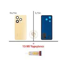 Tecno Spark Go 2024 Gold Uyumlu Lensli Arka Kapak + B7000 Yapıştırıcı Arka Cam Batarya Pil Kapağı Diğer