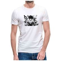 Anime Death Note Lawlıet Baskılı Beyaz Erkek Tshirt