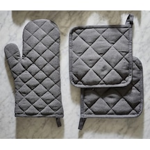 2'li Fırın Kabı Tutacağı + Fırın Eldiveni Ikea Tutacak Set Gri