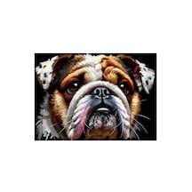Üzgün Bulldog Portresi Modern Ahşap Tablo