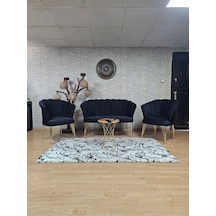 Zafir Gold Kaplama Tel Ayak Papatya Çay Seti Koltuk Takımı , Balkon, Salon, Ofis, Cafe Koltuk Takımı Siyah