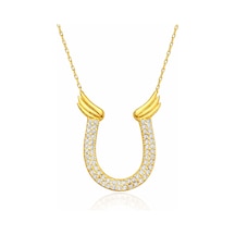 Gümüş Gold Zirkon Taşlı Nal Kadın Kolye Gri