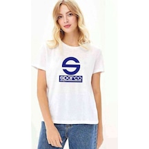 Sparco Logo Baskılı Beyaz Kadın Tshirt (534650407)