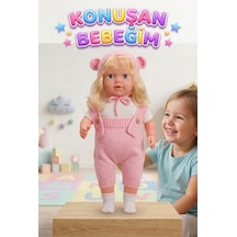 Konuşan Bebeğim 60 Cm Türkçe Konuşan Örgü Tulum Ve Şapkalı Kafası Bacakları Kolları Et Oyuncak Bebek 61907317