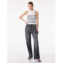 Koton Normal Bel Düz Paça Jean Pantolon - Straight Fit Jean Antrasit 7wal40027md
