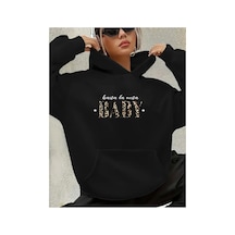 Herkesemoda Hasta La Vista Baby Yazı Detatlı Swaeshirt Siyah