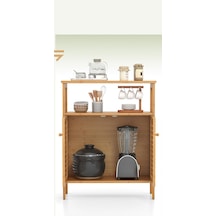 Çok Amaçlı Dolap Ahşap Bambu Organizer Raflı 66x33x85cm 5680