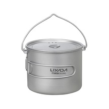 Lixada 750ml/900ml/1100ml Hafif Titanyum Pot Açık Kamp Yürüyüş İçin Katlanır Spork İle 1100ml Pot & Spork