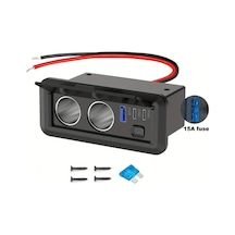 Yeşil Çift Sigara Çakmak Bölücü Güç Adaptörü 3 Usb Portlu - Hızlı Şarj, 12v/24v Uyumluluk, Arabalar, Karavanlar Ve Tekneler İçin Uygun - Montaj Vidaları Ve Sigorta Tutucu İle Siyah Parlak Bitiş