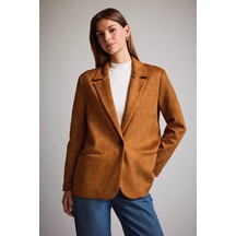 Defacto Oversize Geniş Kalıp Ceket Yaka Süet Blazer Ceket E2779ax25aubn226 Kahve