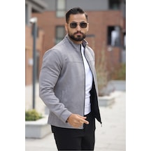 Basic Baharlık Süet Ceket - Sade Ve Şık Stil Gri Süet