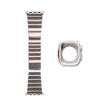 Watch 44mm Uyumlu Zore Krd-126 Sert Kasa Koruyuculu Metal Kordon-gümüş