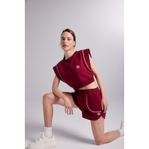 Holly Lolly Crop Kesim Kontrast Dikişli Rhode Tshirt Bordo