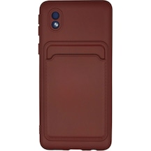 Samsung Samsung Uyumlu Galaxy A01 Core Kılıf Kelvin Kartvizitli Silikon - Bordo
