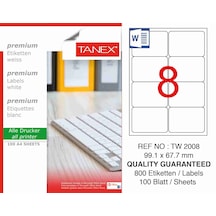 Tanex Tw-2008 99.1 x 67.7 MM Laser Etiket 100 Adet