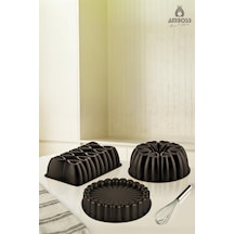 Sweet Trio 3 Parça Kek Kalıbı Seti - Siyah