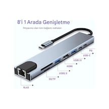 Tablet Usb Dönüştürücü Typ c usb Type Hub 8 in 1 Hdmı Sd Micro Apple Uyumlu MacBook Pro Air