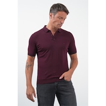 İmza Bordo Polo Yaka Kısa Kol Örme Comfort Fit %100 Pamuk Kazak 1012260151