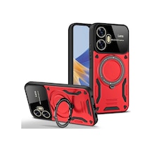 Realme C55 Kılıf Joy Lens Standlı Kapak - Kırmızı -