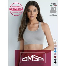 Omsa Mikrofiberden Yapılmış Kesik Crop Top, Termal, Dikişsiz 172722922 Kahverengi-gri