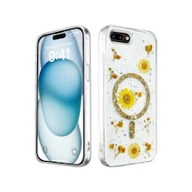 Apple iPhone Uyumlu 7 Kılıf Daisy Simli Magsafe Kapak - Gold İtdark2180