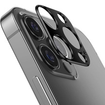 Ally iPhone 12 Pro Max Uyumlu 3D Metal Kamera Koruyucu Lens Siyah