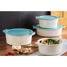 Porland Cookland Isıya Dayanıklı Turkuaz Tencere Takımı 6 Parça