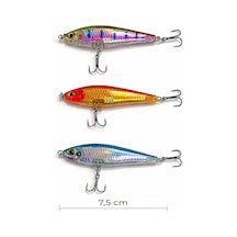 Exent, 3 Adet 8 Gr. 7,5 Cm 6 Kancalı Suni Balık Yemi, Rapala-gerçek Görünümlü Suni Yem