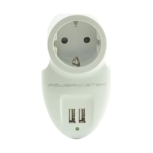 Powermaster PM-16895 2xUsb Tekli Akım Korumalı Priz Beyaz