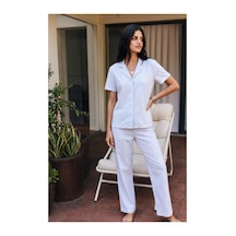 Fit Women Viskon Karışım Homewear Mavi Pijama Takımı