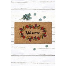 Çerçeve Çiçek Welcome Yazılı Koko Kapı Önü Paspası Tek Renk