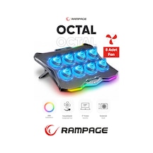 Rc16 Octal 8 Fanlı Rgb Işıklı 14 - 17.3 İnç 10 Rgb Modlu Notebook Soğutucu Stand Laptop Soğutucu