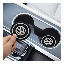 Silikon Bardaklık Altlığı 2 Li Set Araç Içi Bardak Altlığı Aksesuar Vw Logolu 72mm Siyah