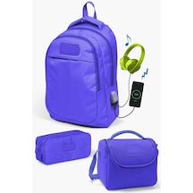 Coral High Kids Lavanta Usb'li 3 Lü Okul Çanta Seti Set0124315
