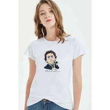 Sherlock Homes Baskılı Beyaz Kadın Tshirt