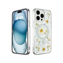 Apple İphone 14 Pro Max Kılıf Daisy Simli Magsafe Kapak - Gümüş