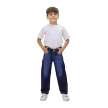 İrem Çocuk Giyim Erkek Çocuk Baggy Model Bol Paça Taşlanmış Desenli Lacivert Kot Pantolon 2890 Lacivert