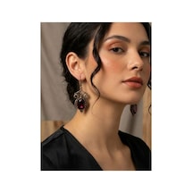 Bronz Kristal Taşlı Vintage Kadın Küpe Bordo - 931107488 Bordo