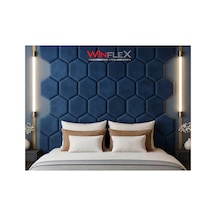 Winflex 40x50cm Altıgen Kumaş Kaplı Akustik Panel 1 Adet Mavi