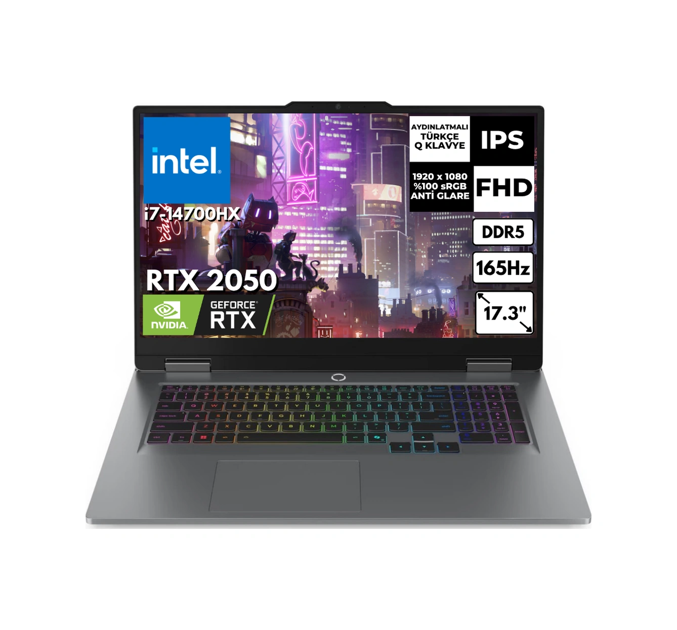 Lenovo LOQ 17IRX10 83JH006HTRAT18 i7-14700HX 24 GB 1 TB SSD 8 GB RTX5070 17.3" FHD Dos Dizüstü Bilgisayar