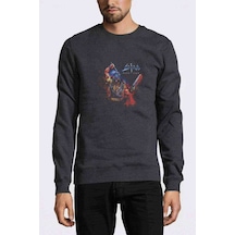 Sodom Code Red Baskılı Füme Antrasit Erkek Örme Sweatshirt